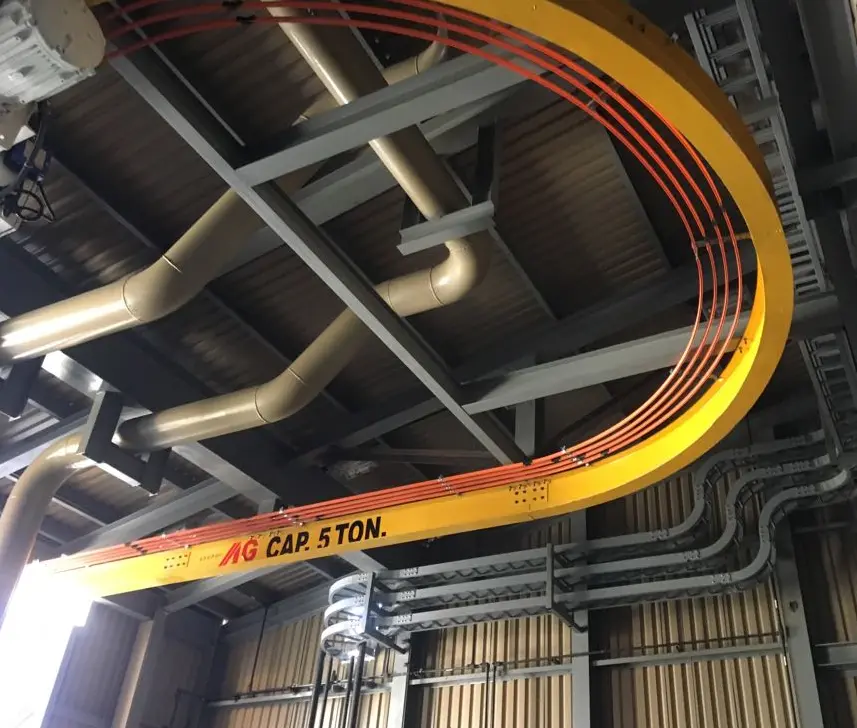 Riel curvo para sistema de izaje