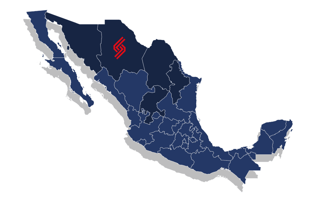 Mapa de México que muestra la cobertura nacional de servicio de Solsetec.